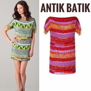 Antik Batik Jacara Mini Dress Sequins Tassels Fuchsia size XS 36